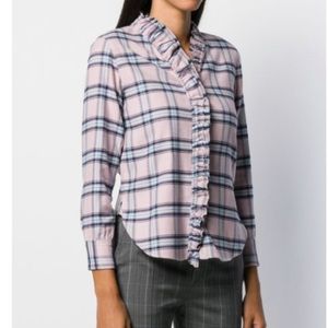 Isabel Marant etoile pink plaid ruffle top